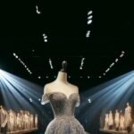 DALL·E 2025-01-31 15.51.05 - A luxurious celebrity-designed evening gown displayed on a mannequin. The gown is an elegant floor-length design in a deep midnight blue shade, featur