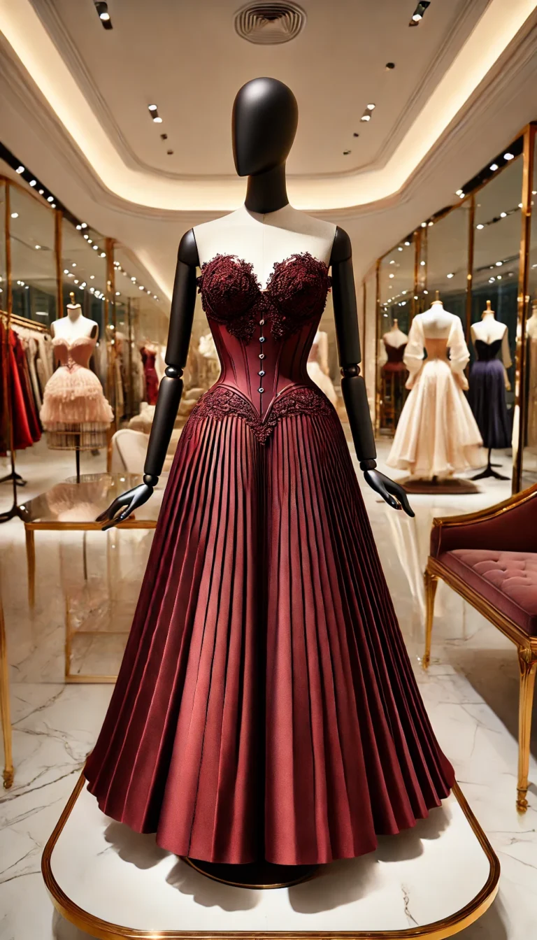 Front-Pleated Skirt with Corset