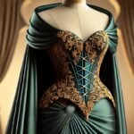 DALL·E 2025-01-31 17.35.29 - A stunning draped saree with a corset blouse, designed for an hourglass body type, displayed on a mannequin. The saree is a luxurious emerald green sa