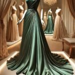 DALL·E 2025-02-01 00.45.56 - A breathtaking full-length evening gown with elegant draping, displayed on a mannequin in a luxurious boutique setting. The gown is made of flowing sa
